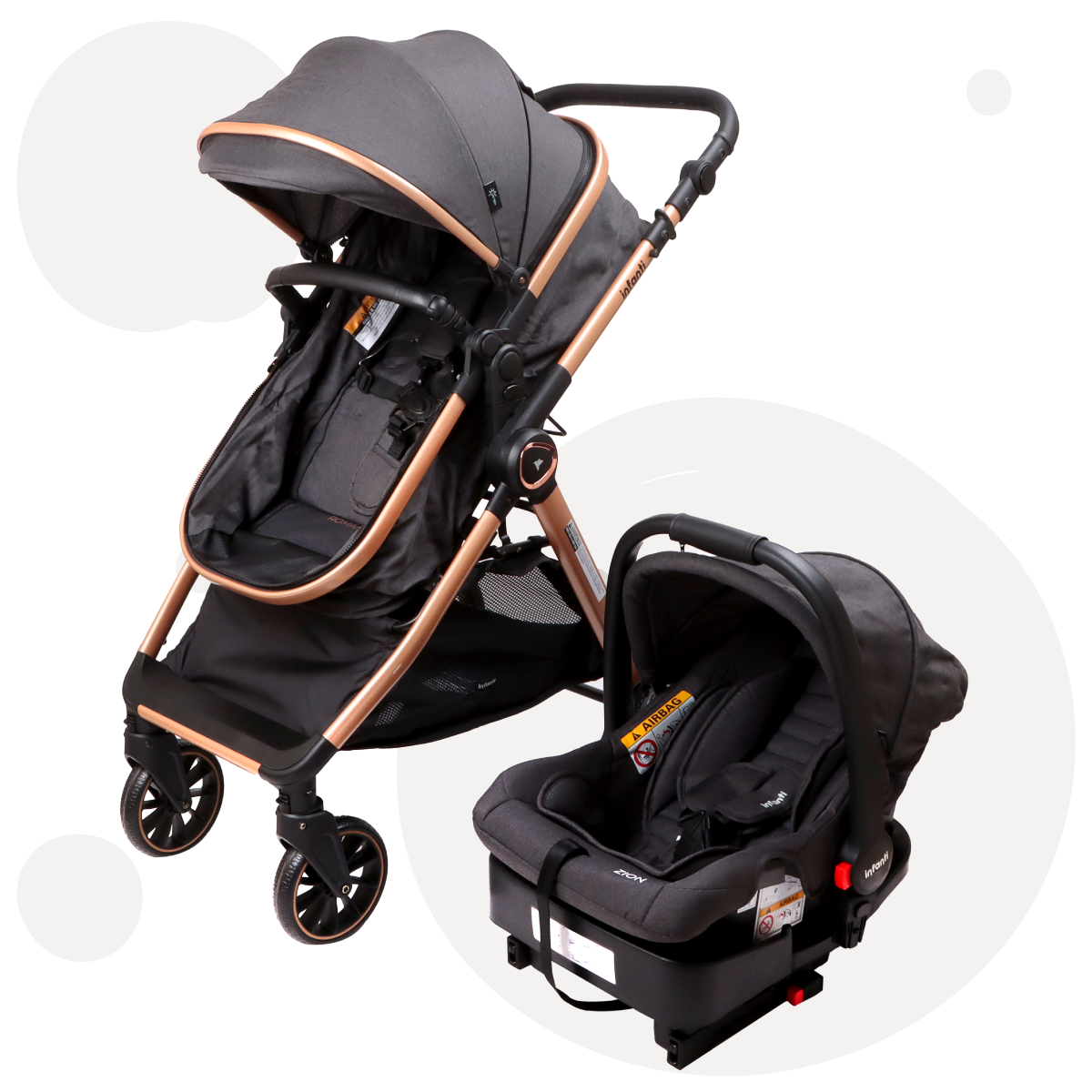 Coches Travel System Romanzo X1-D Negro Bronce Baby Steps