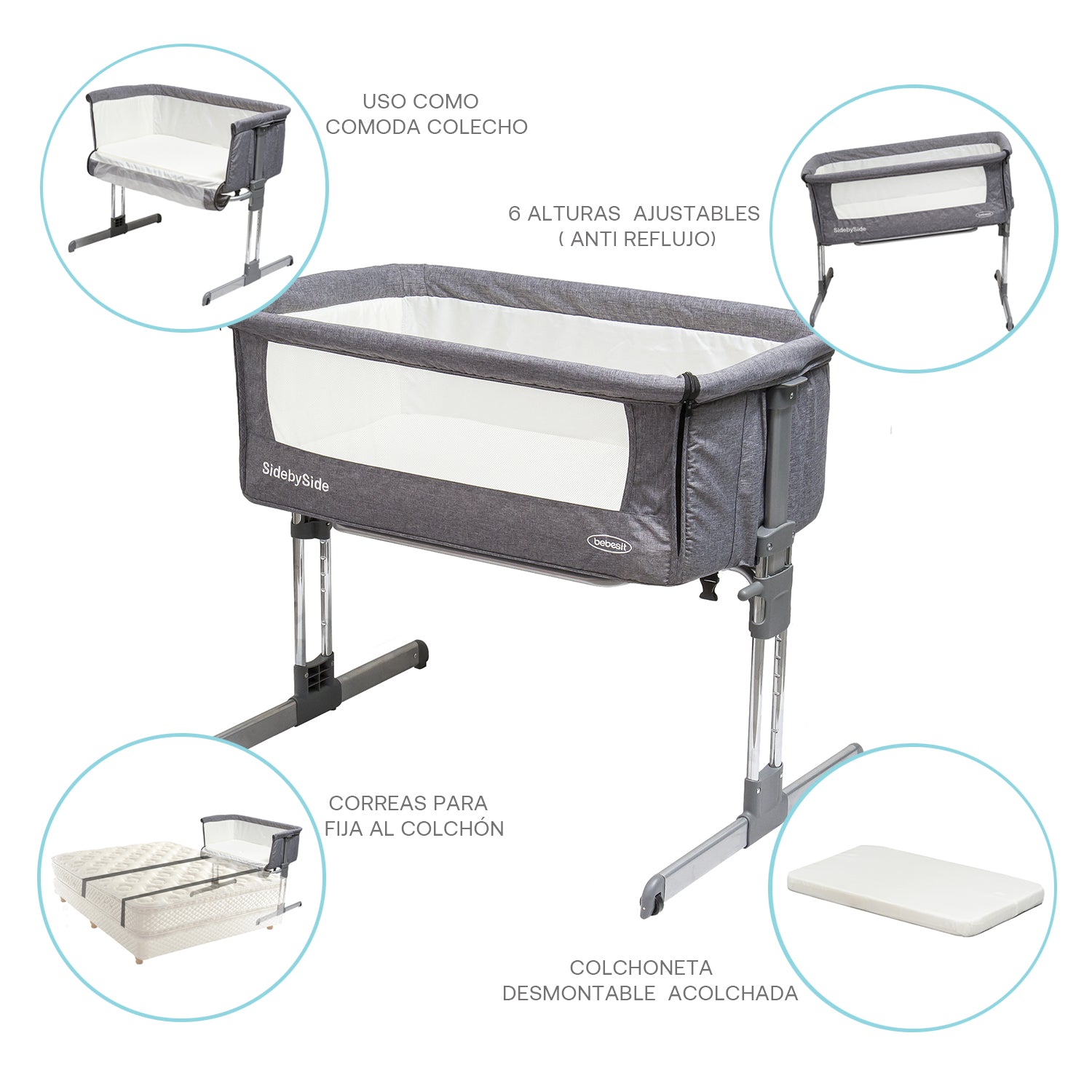 Cuna Colecho Side By Side Beige