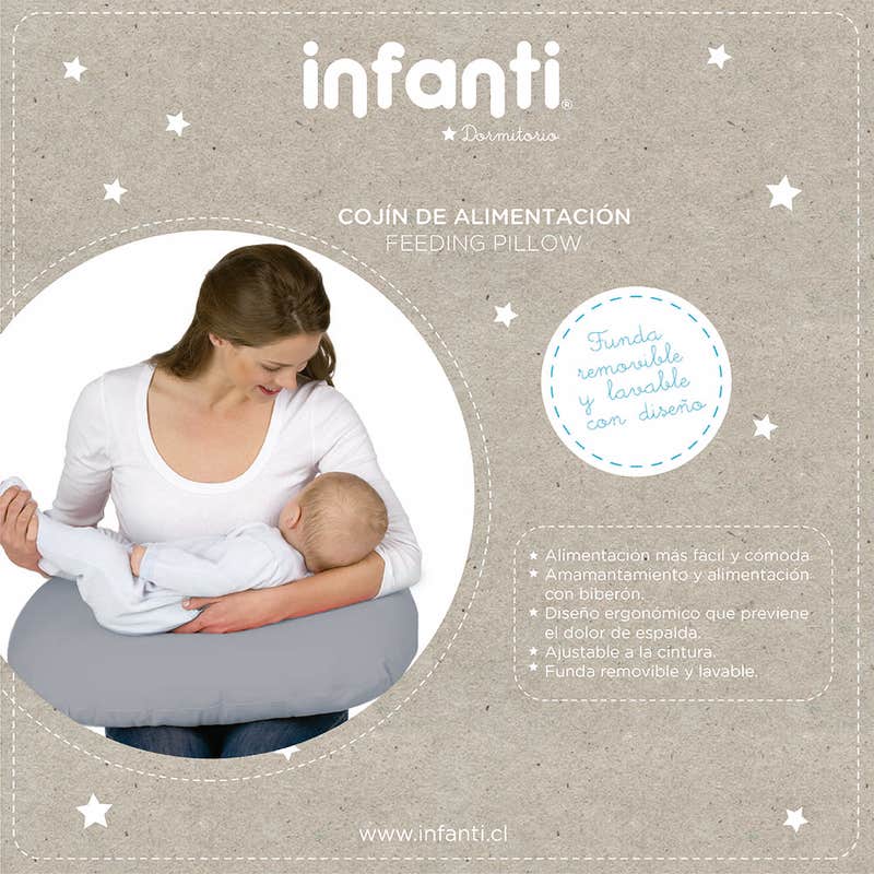 Cojin Alimentación Gris Estrellas