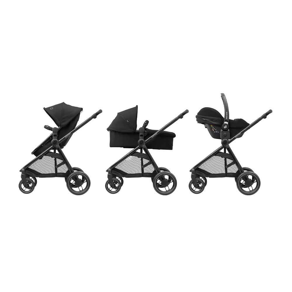 Coche Travel System Zelia 3 + Pebble 360° + Family Fix Esse Black