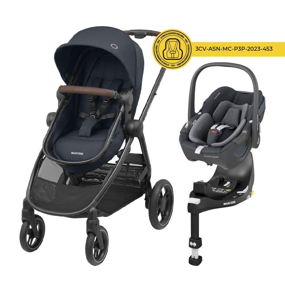 Coche Travel System Zelia 3 + Pebble 360° + Family Fix Esse Gris