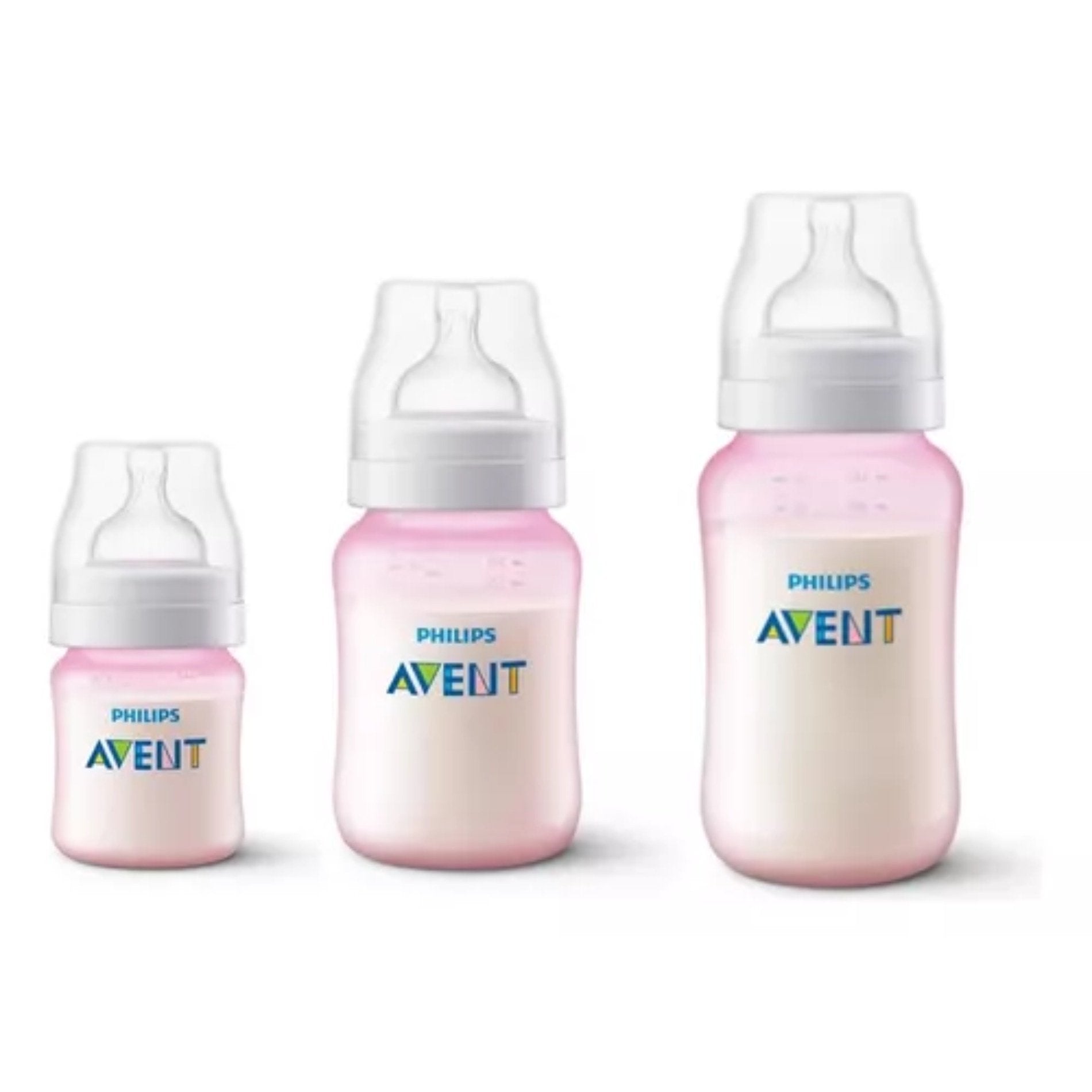 Set 3 Mamaderas Anticolic 125, 260 , 330 Ml Pink