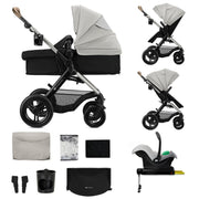 Coche Travel System Moov2 XL Air 3 en 1 Grey + Silla Mink + Base Isofix