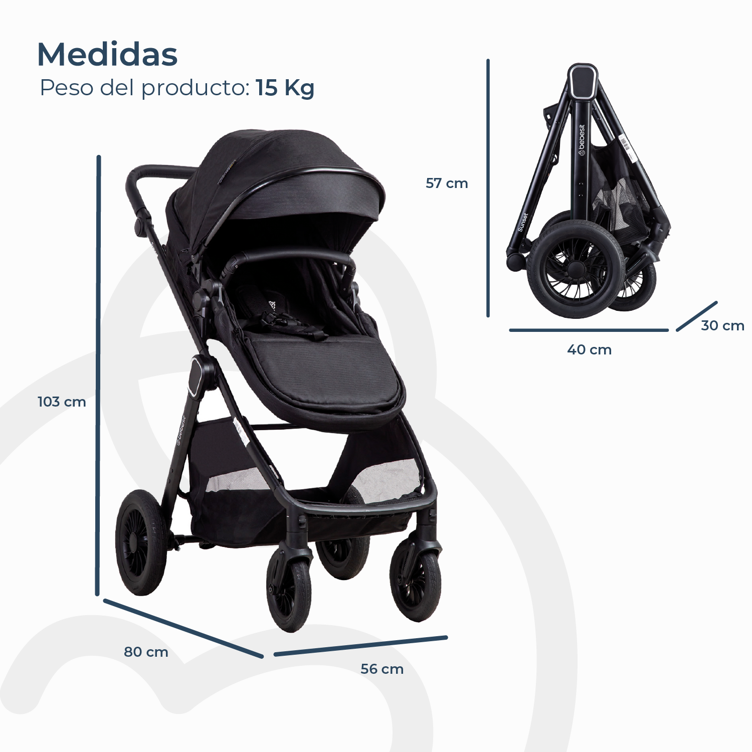 Coche Cuna Travel System Isofix Sunset Premium Negro