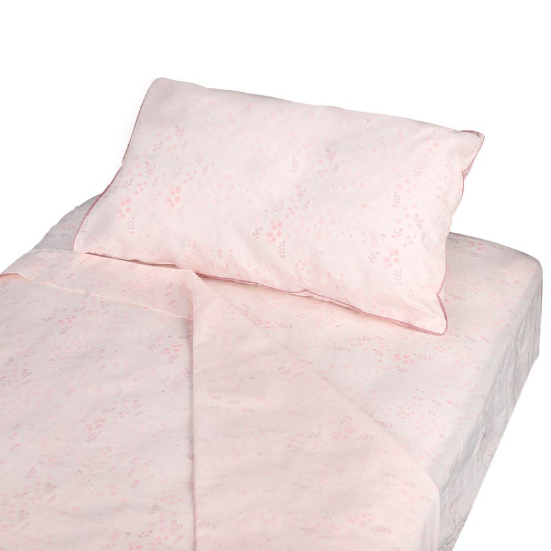 Juego De Sábanas Moisés/colecho Lisas Más Funda Estampada Flores Rosado