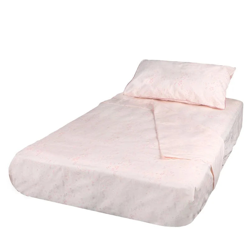 Juego De Sábanas Moisés/colecho Lisas Más Funda Estampada Flores Rosado