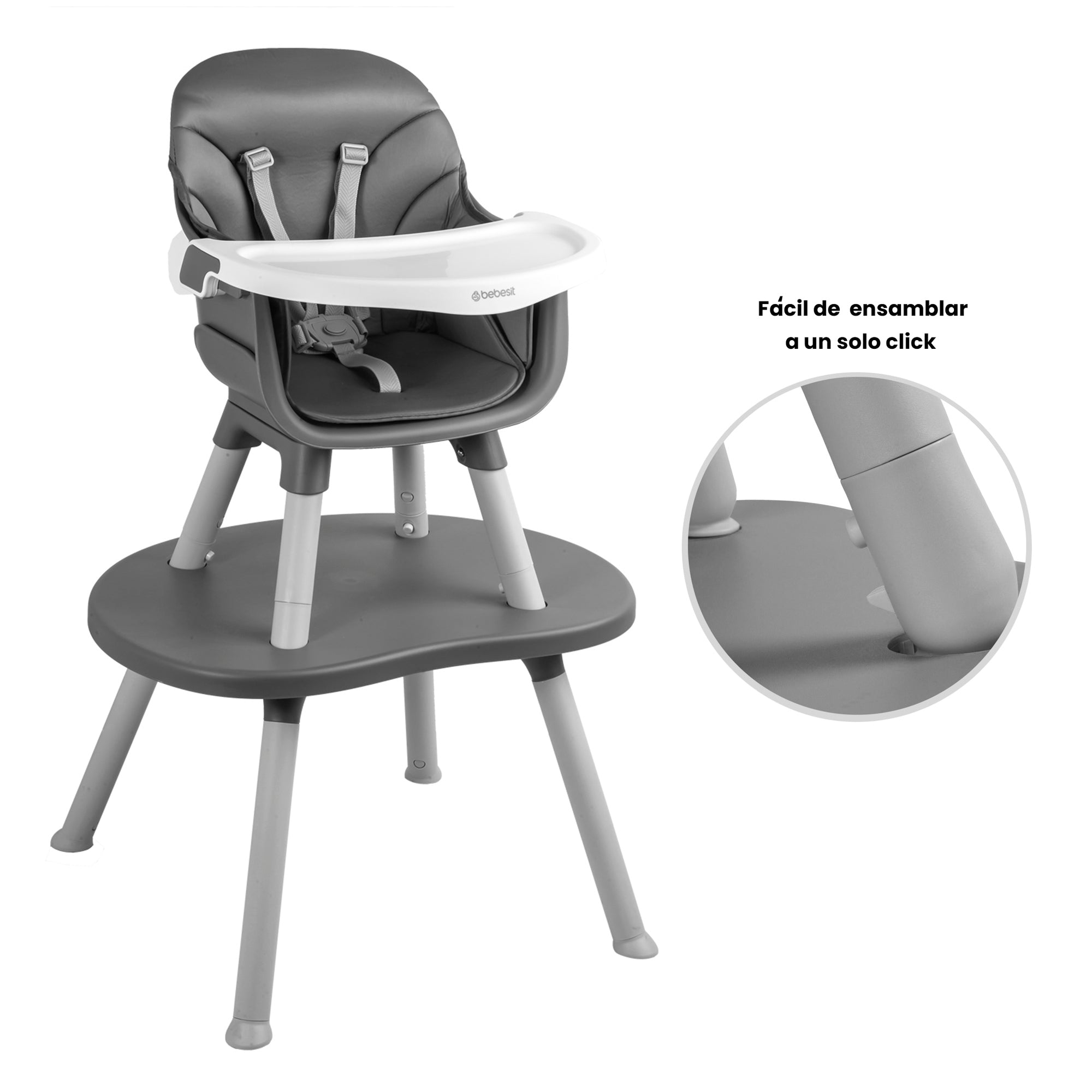 Silla De Comer Baby Desk 4 En 1 Gris