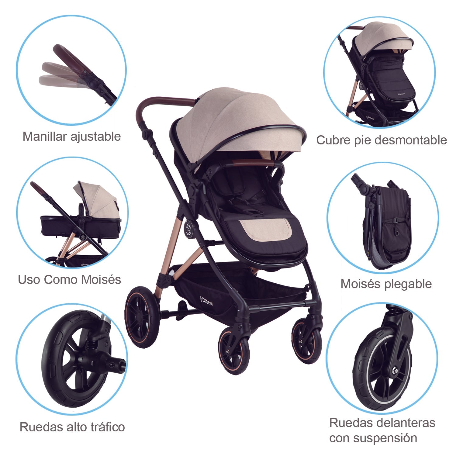Coche Cuna Travel System Neo Beige