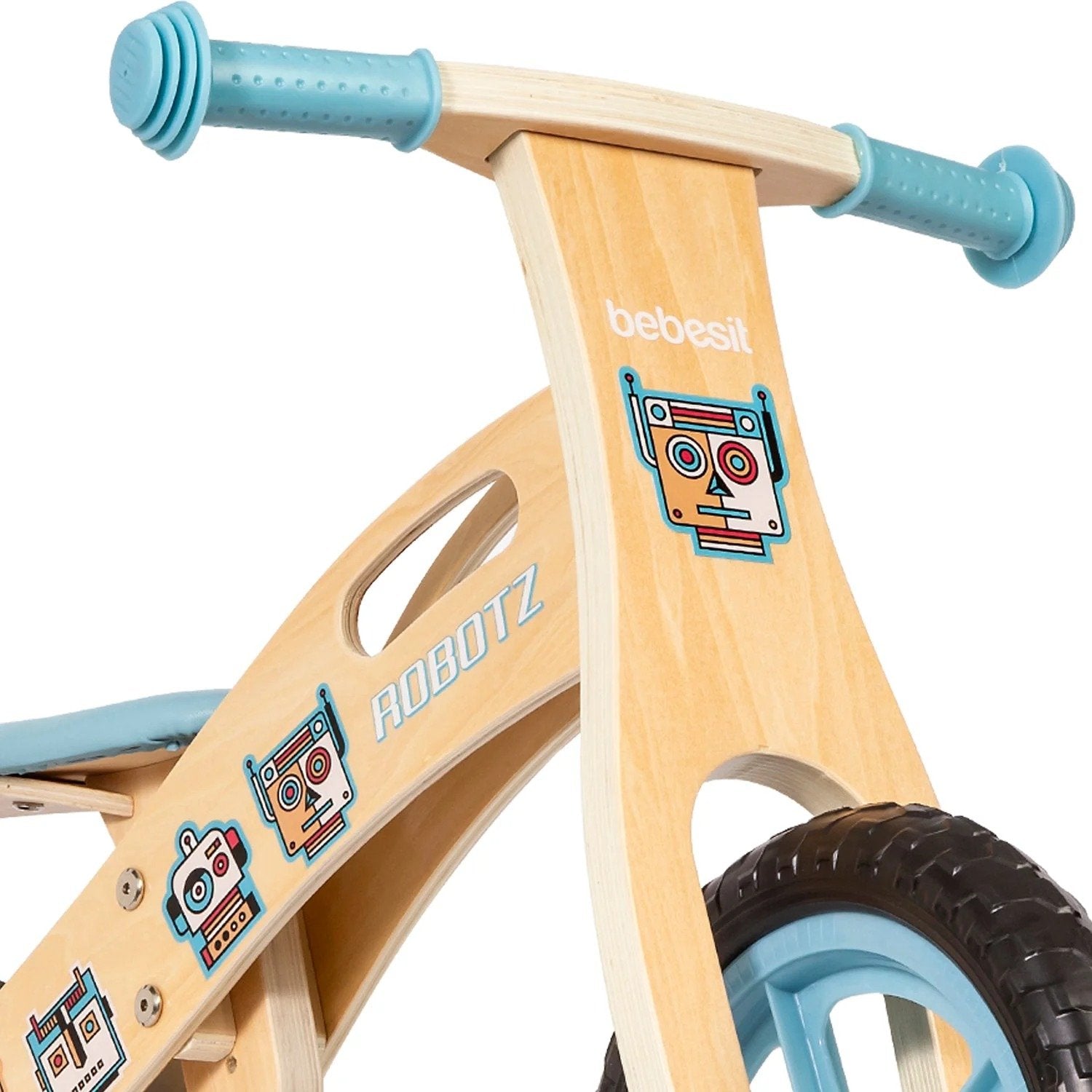 Balance Bike Bicicleta De Equilibrio Aprendizaje Madera Robot Celeste