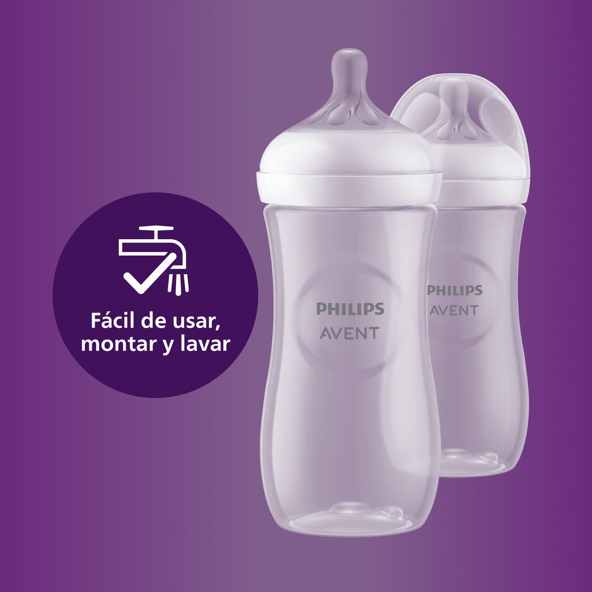 Mamadera Natural Response Pack 2 Und 330ml Traslucida