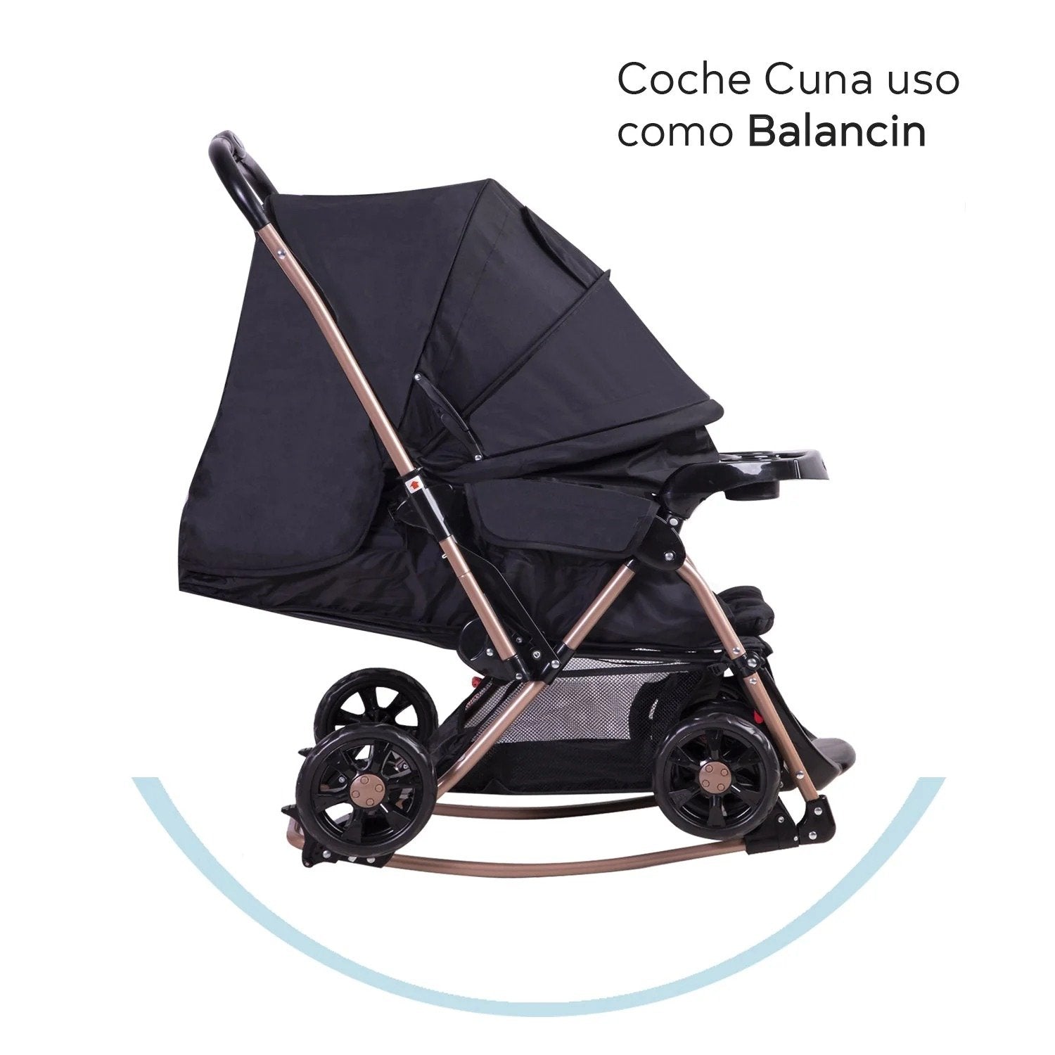Coche Cuna Balancin Sx Negro Dorado Bebesit
