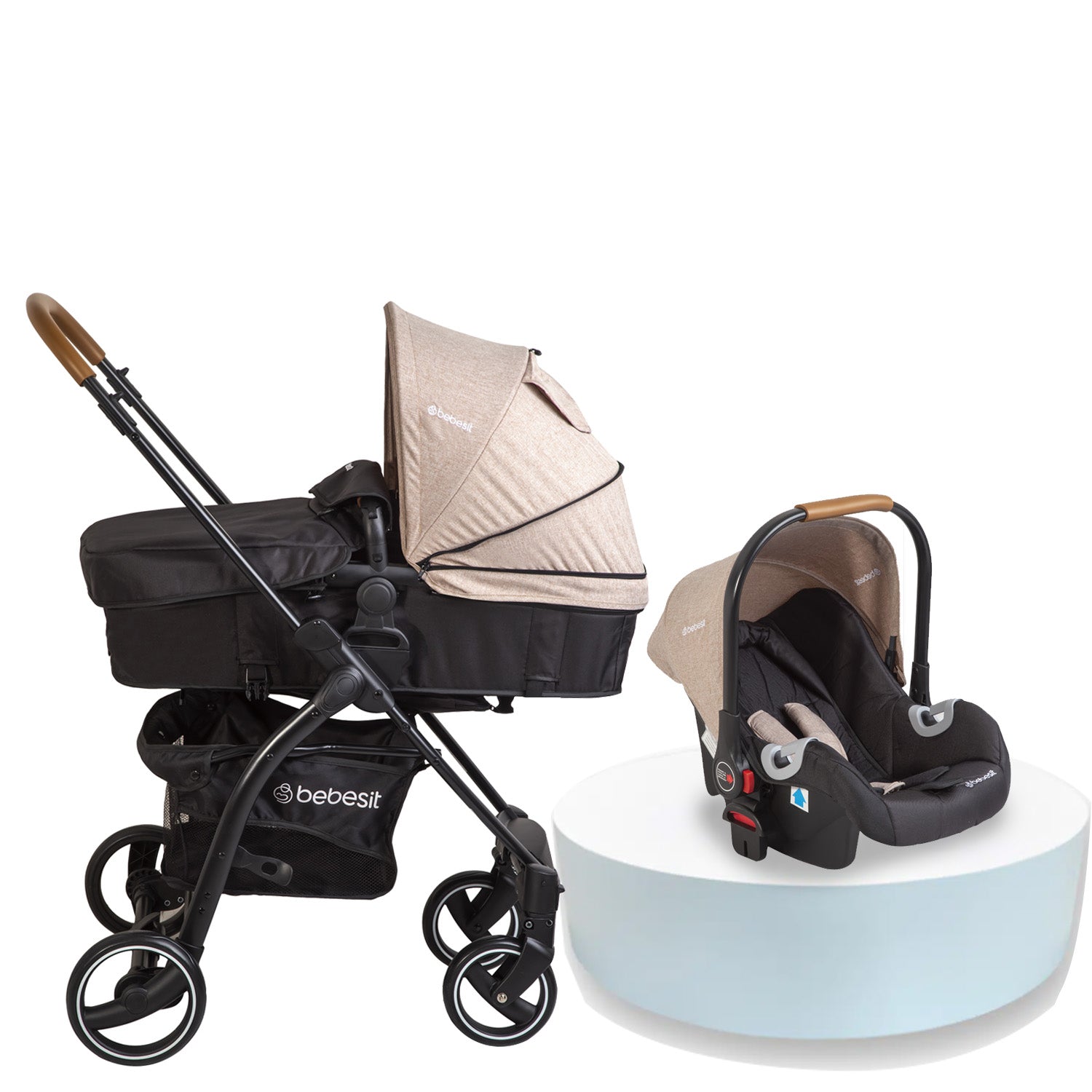 Coche Cuna Travel System Fénix Beige