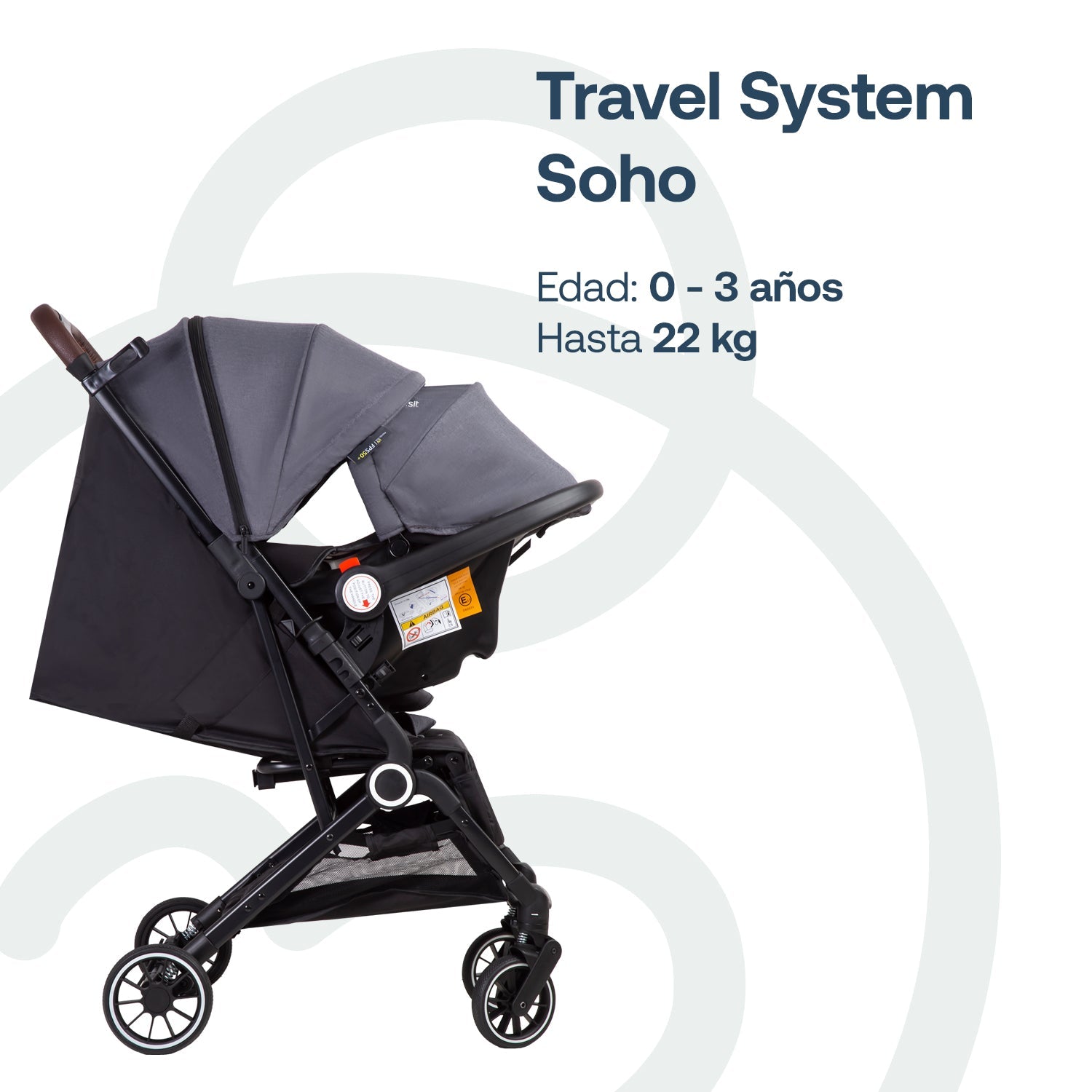 Coche Maleta Compacto Travel System Soho Gris