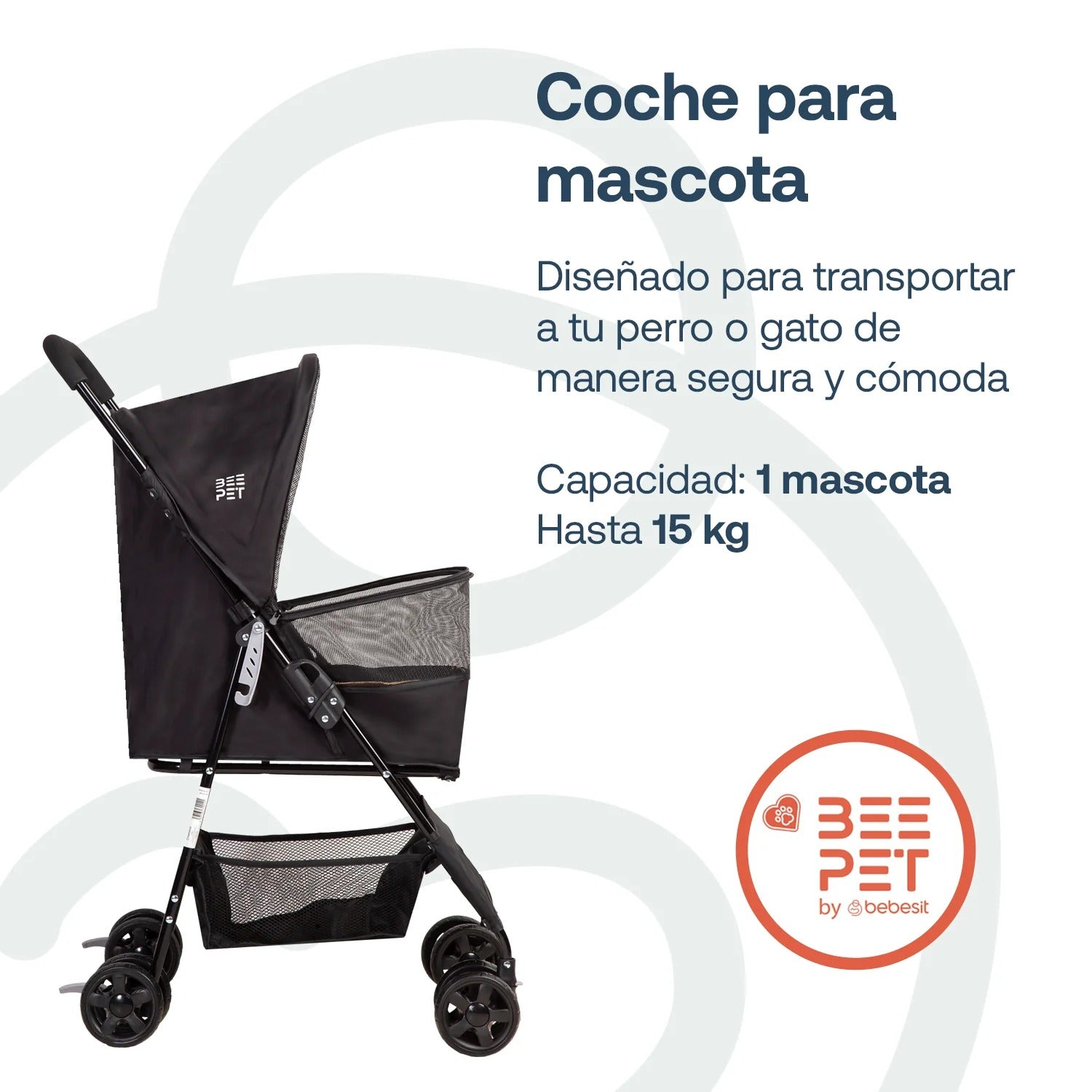Coche Mascota Plegable Light Perro Gato Negro Beepet By Bebesit