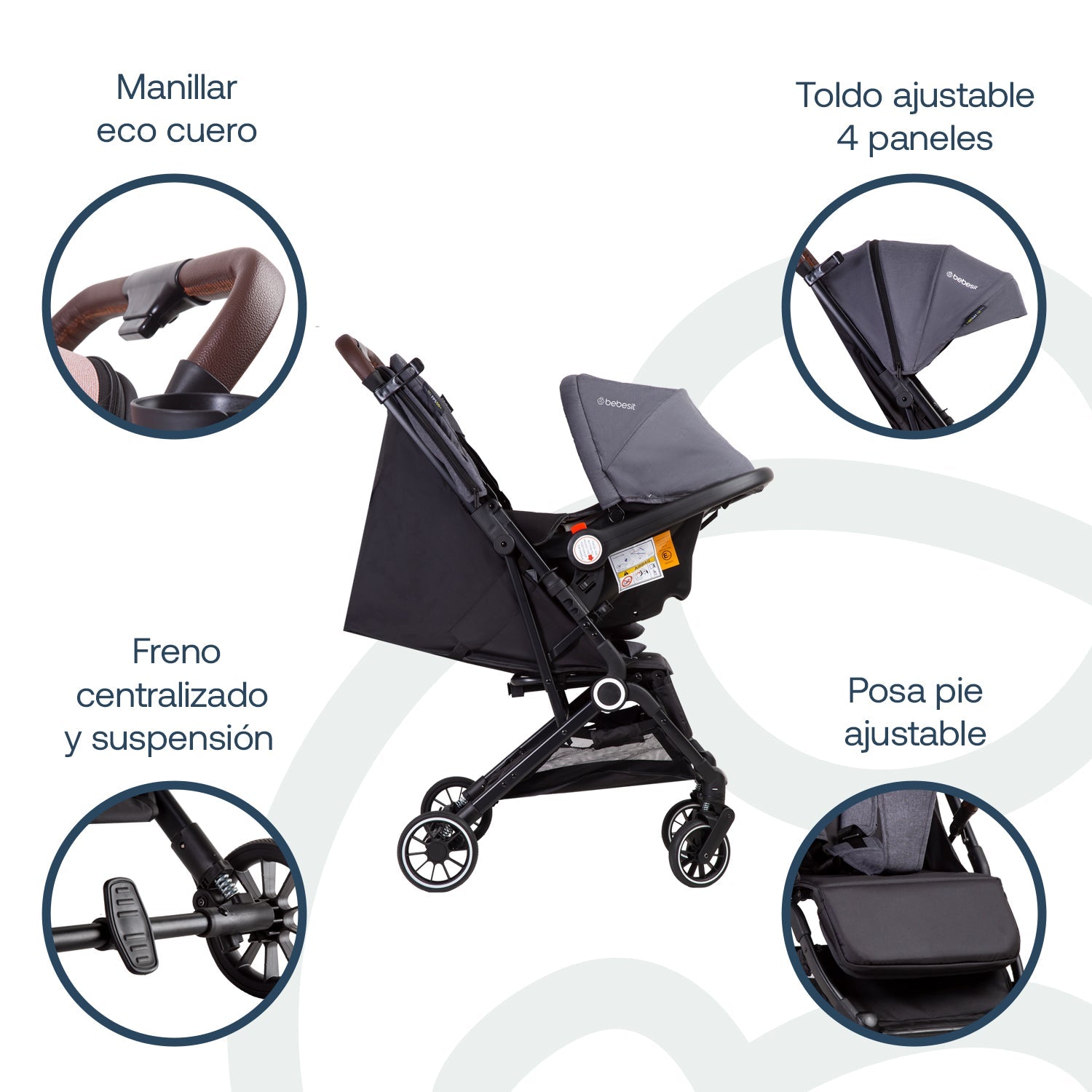 Coche Maleta Compacto Travel System Soho Gris