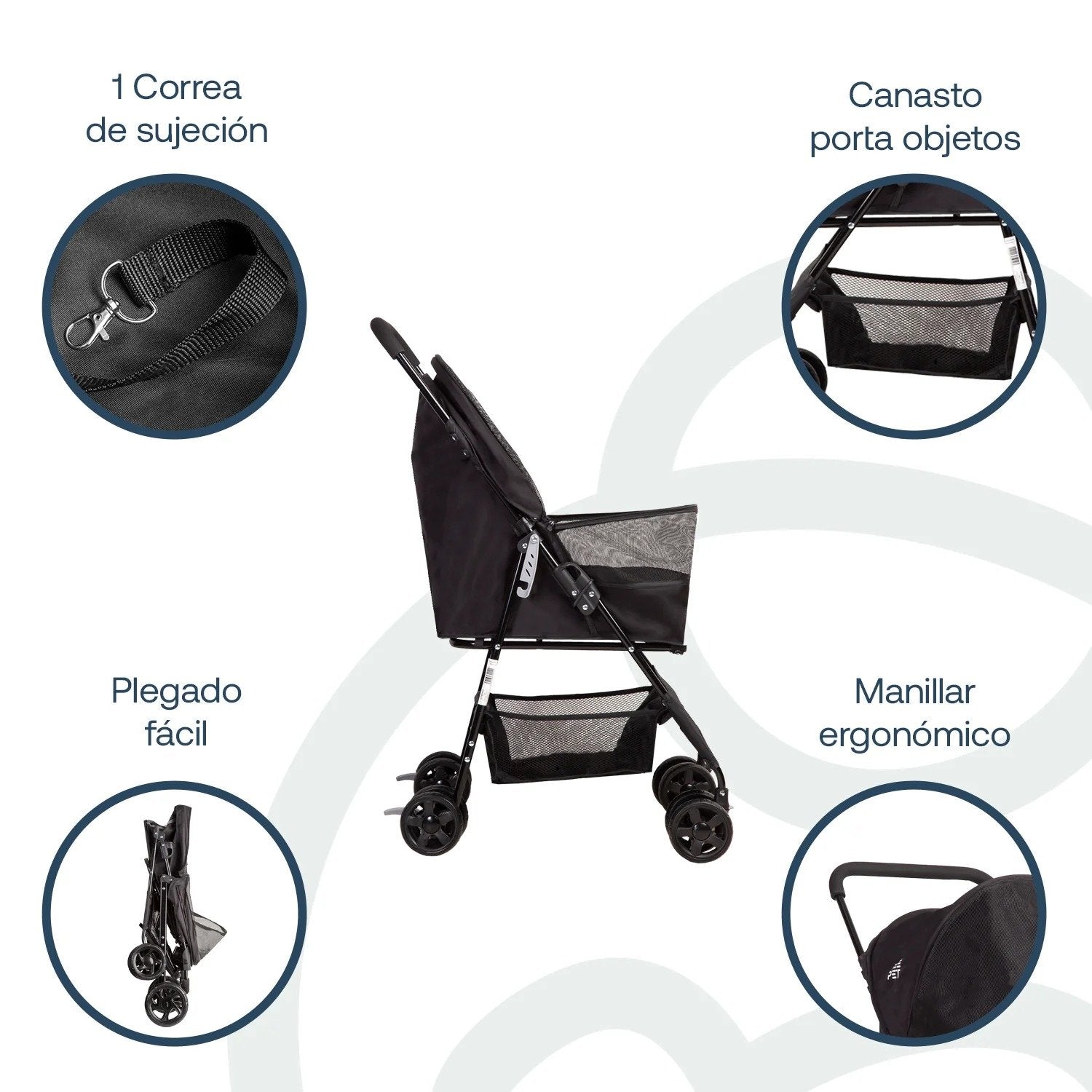 Coche Mascota Plegable Light Perro Gato Negro Beepet By Bebesit