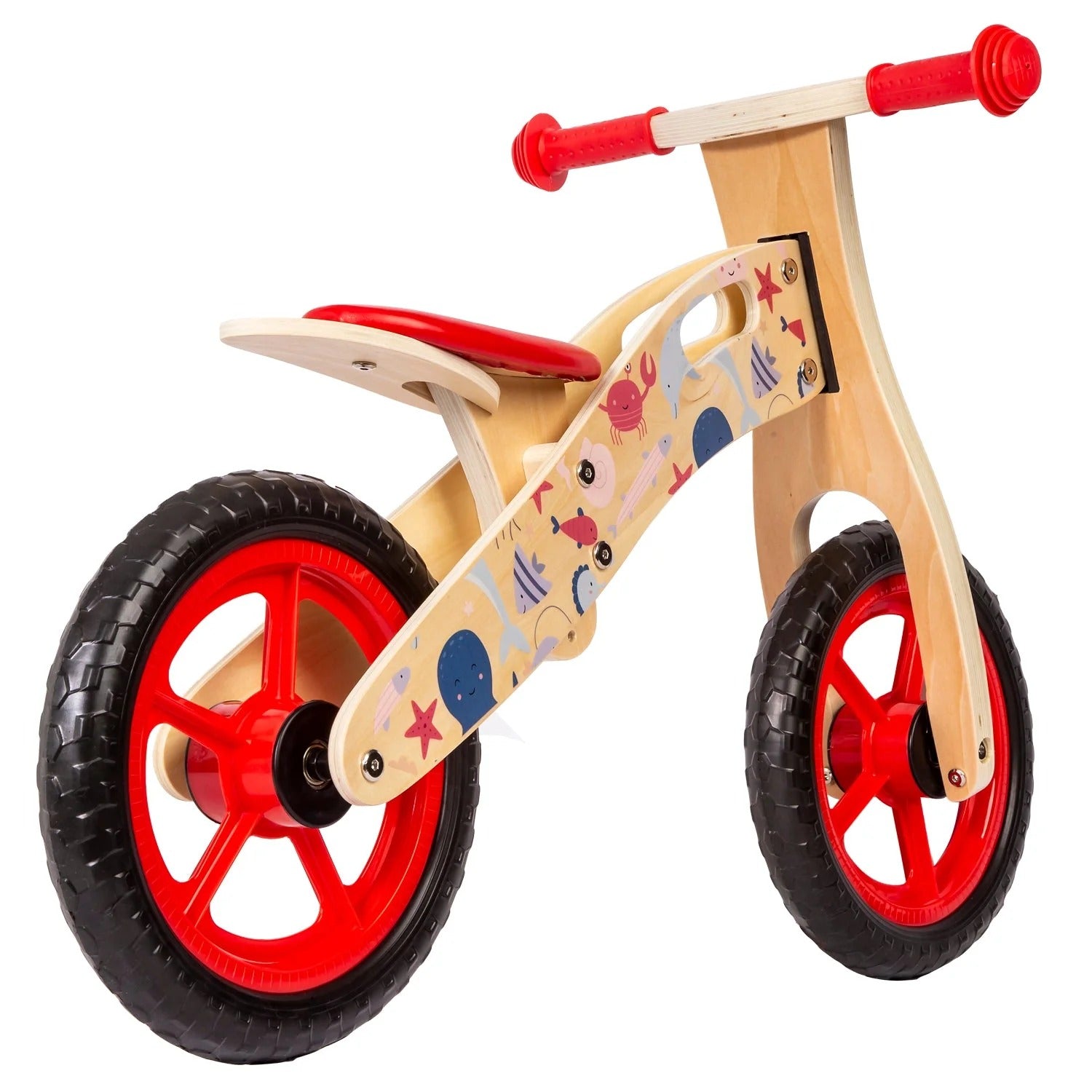 Balance Bike Bicicleta De Equilibrio Madera Océano Rojo