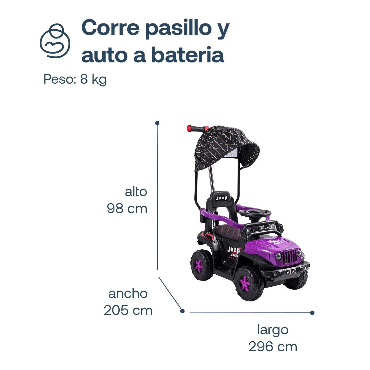 Auto Correpasillo Eléctrico Cruiser Morado Bebesit