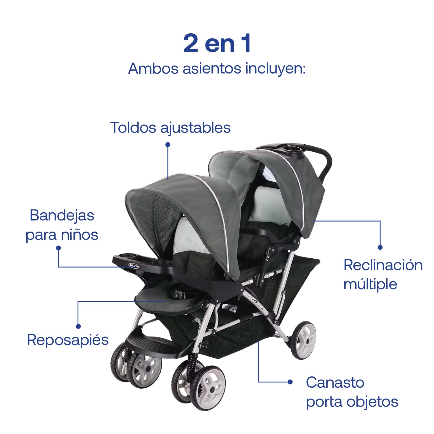 Coche Duoglider Click Connect Glacier Graco