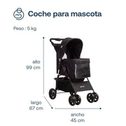 Coche Mascotas Plegable Pro Perro Gato Negro Beepet By Bebesit
