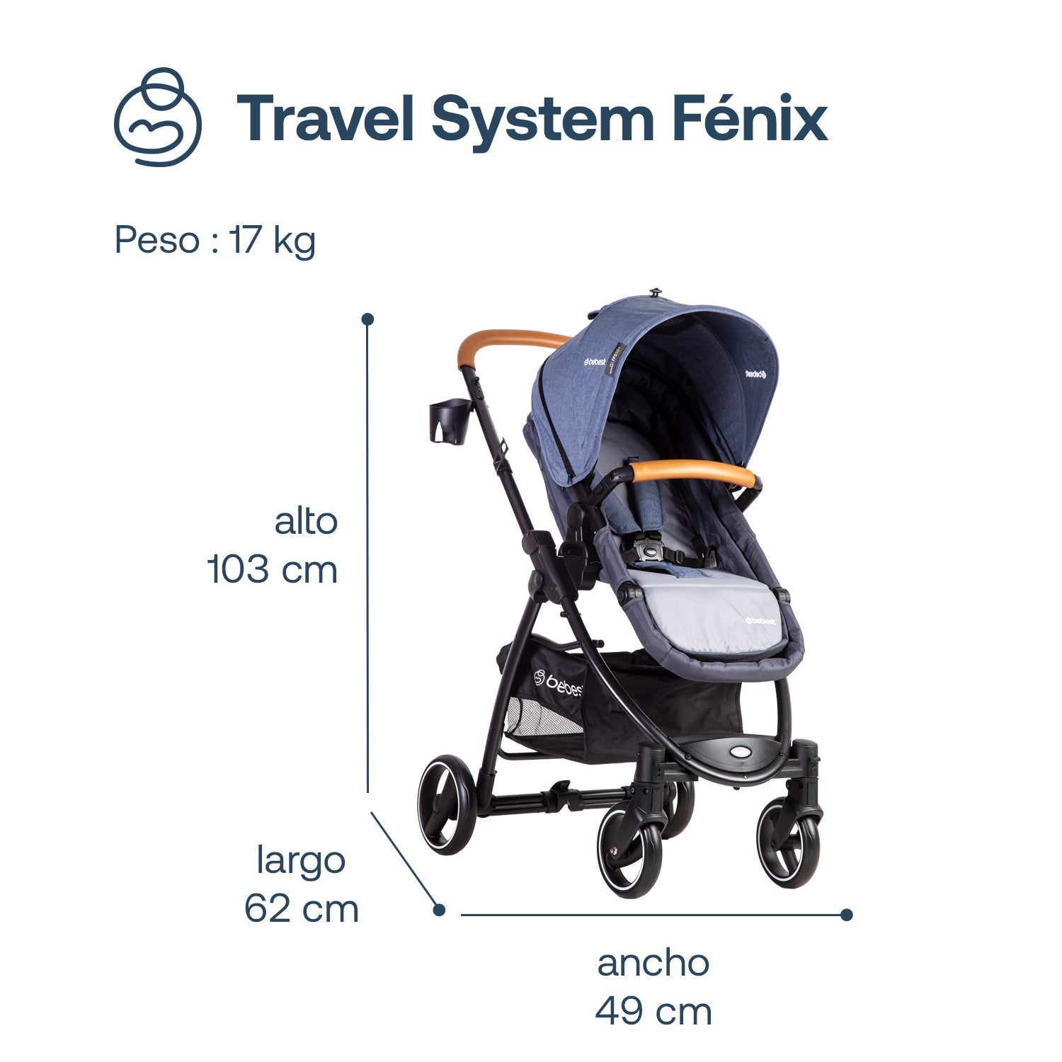 Coche Cuna Travel System Fénix Azul