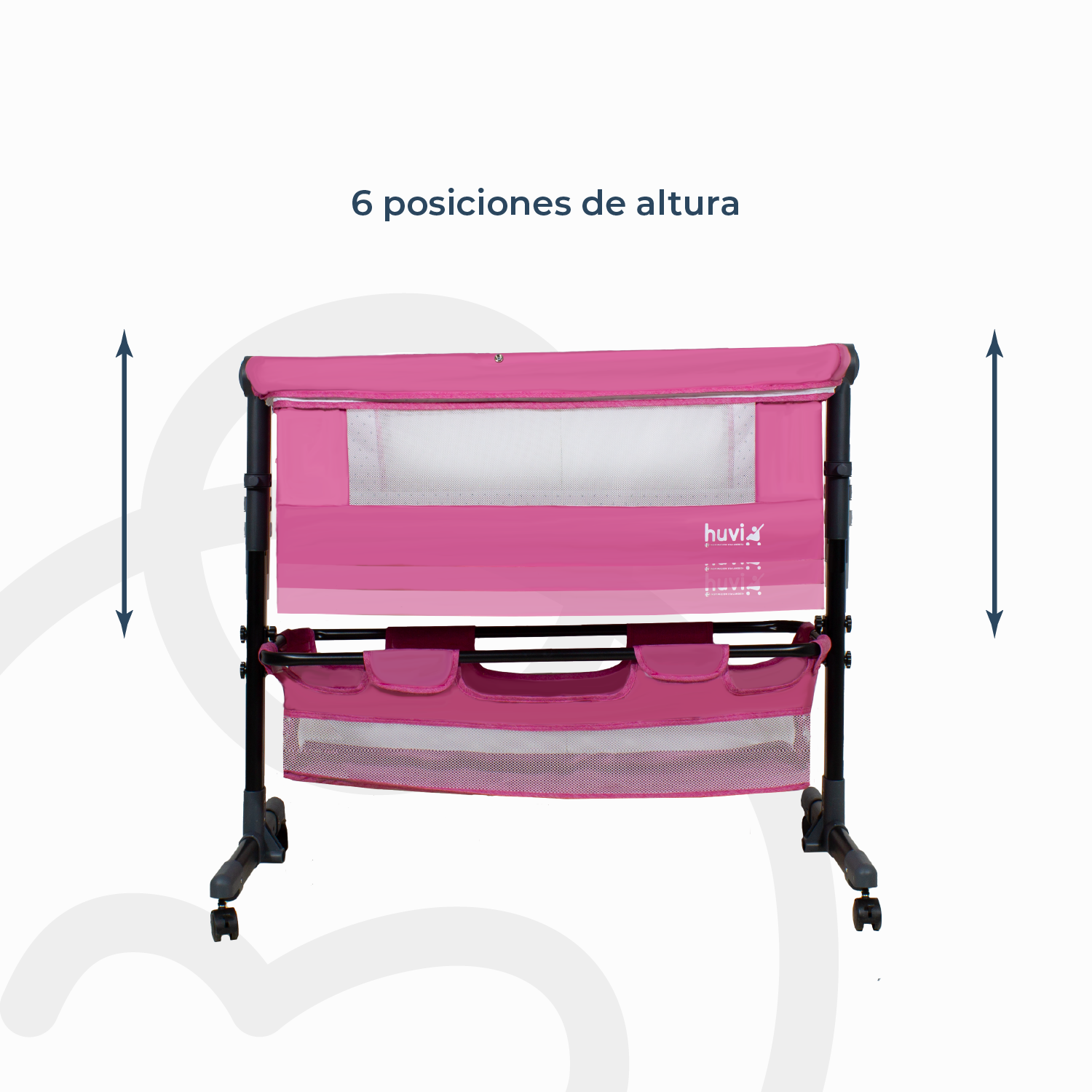 Cuna Colecho Cozy con Colchón Mosquitero y Canasto Rosa Huvi