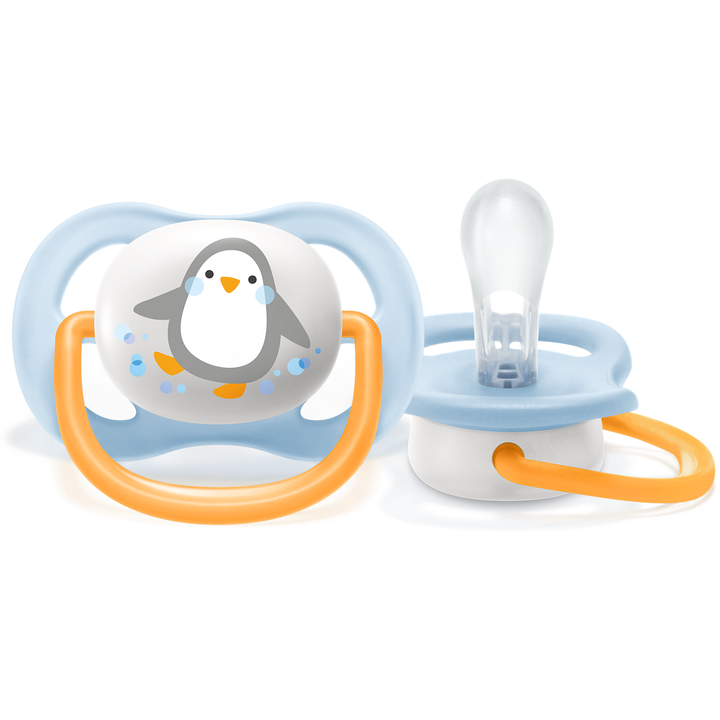 Chupete Ultra Air Collection, Pinguino naranja 0-6m , x1 unidad