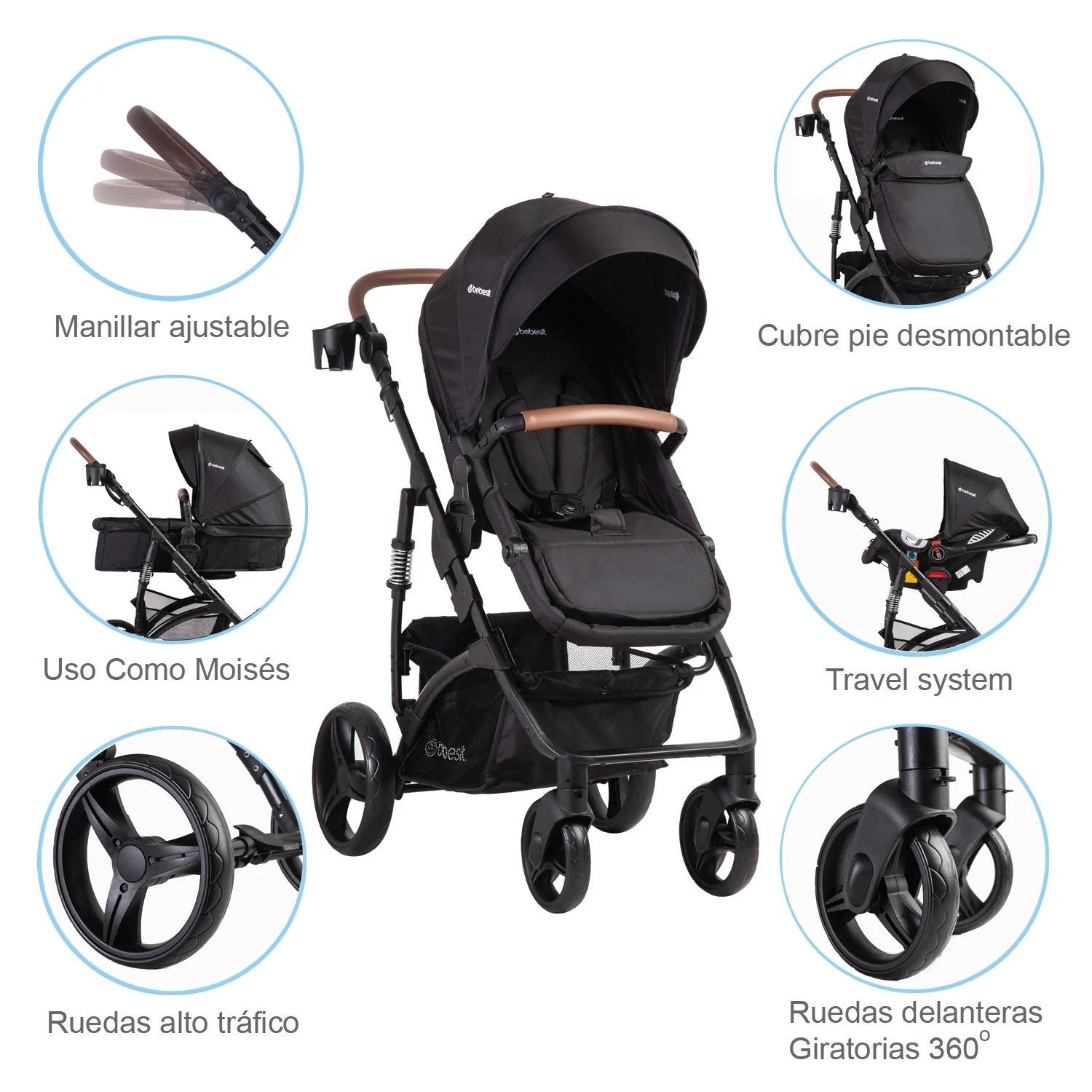 Coche Cuna Travel System Quest Lx Negro