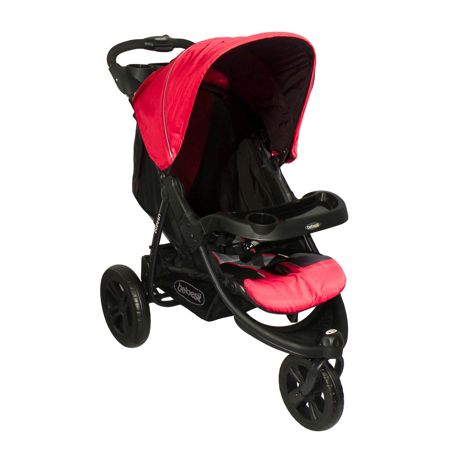 Coche Travel System Fox Negro Con Rojo