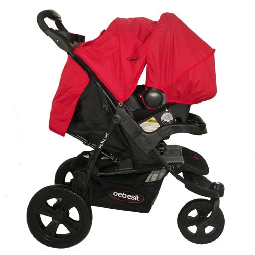 Coche Travel System Fox Negro Con Rojo