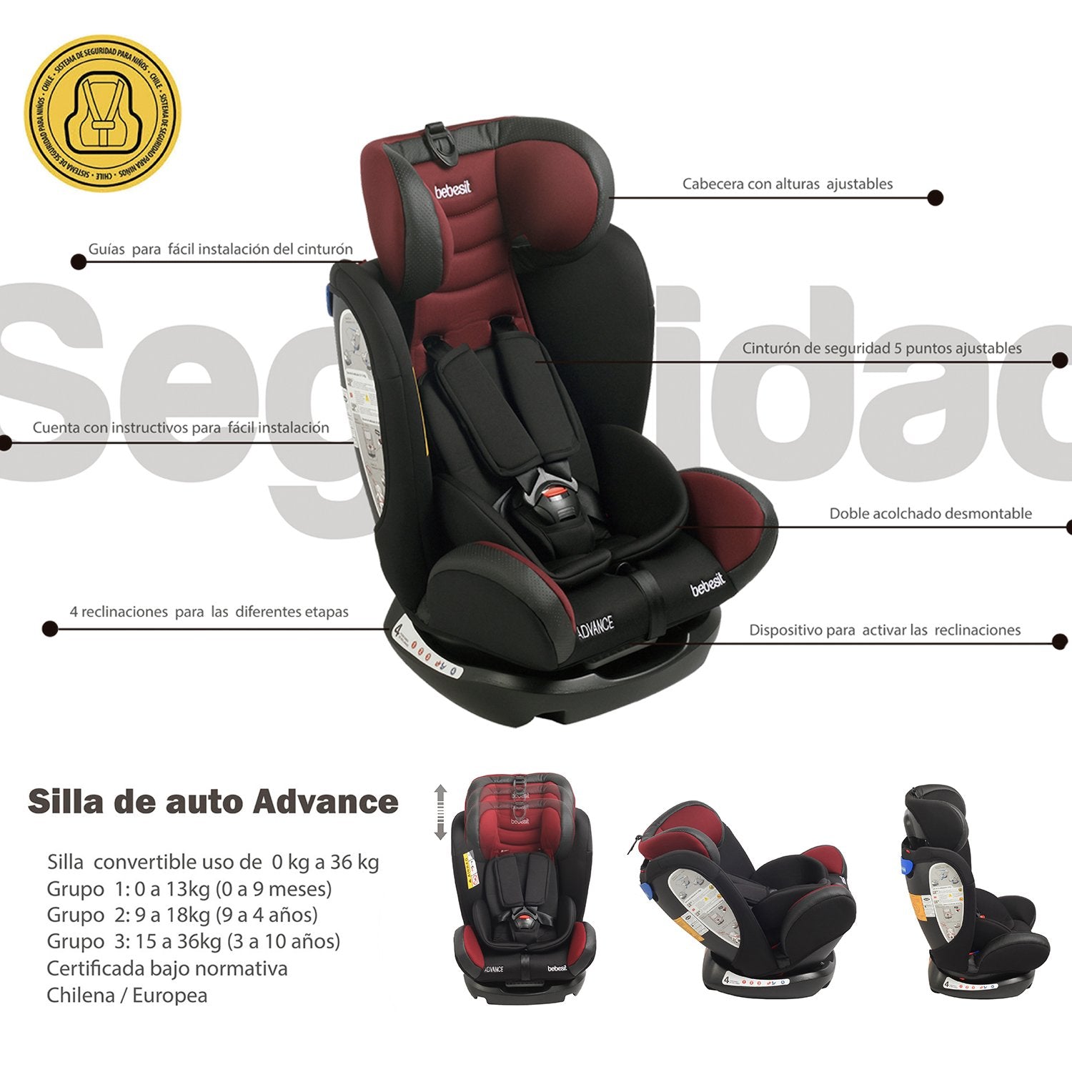 Silla De Auto 906 Gris Advanced