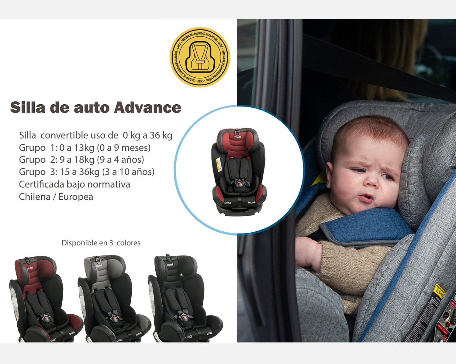Silla De Auto 906 Gris Advanced