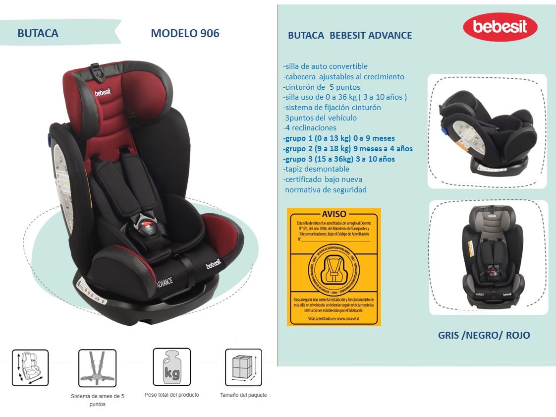 Silla De Auto 906 Gris Advanced