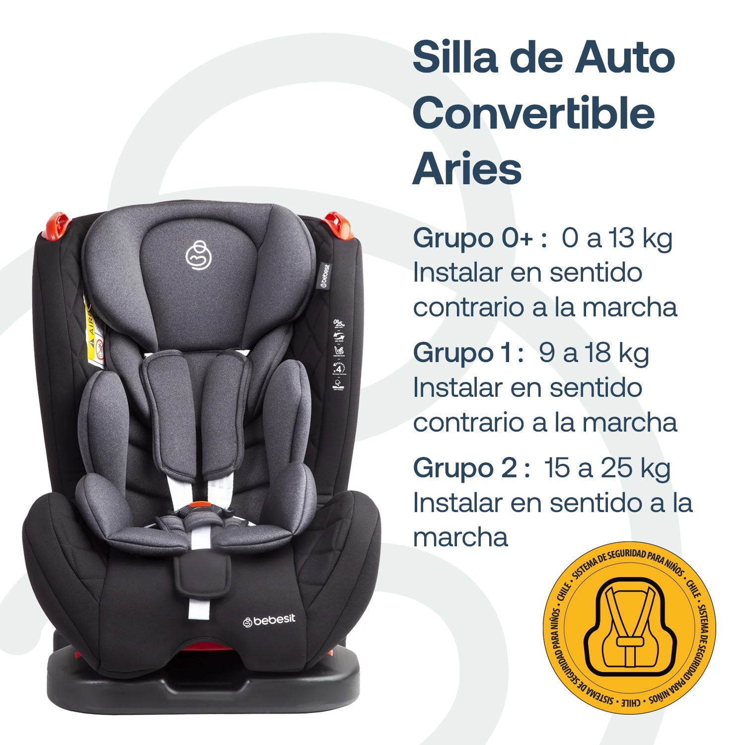 Silla de auto convertible Aries Gris