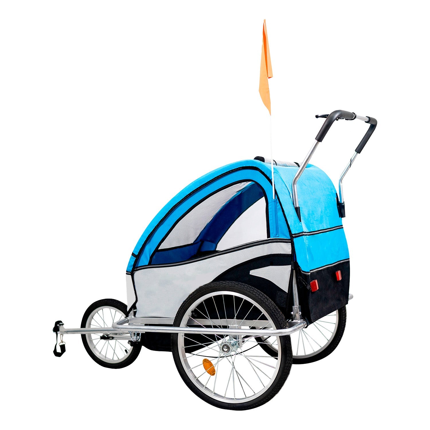 Carro Arrastre Trailer Para Bicicletas 2 Niños Beride Azul