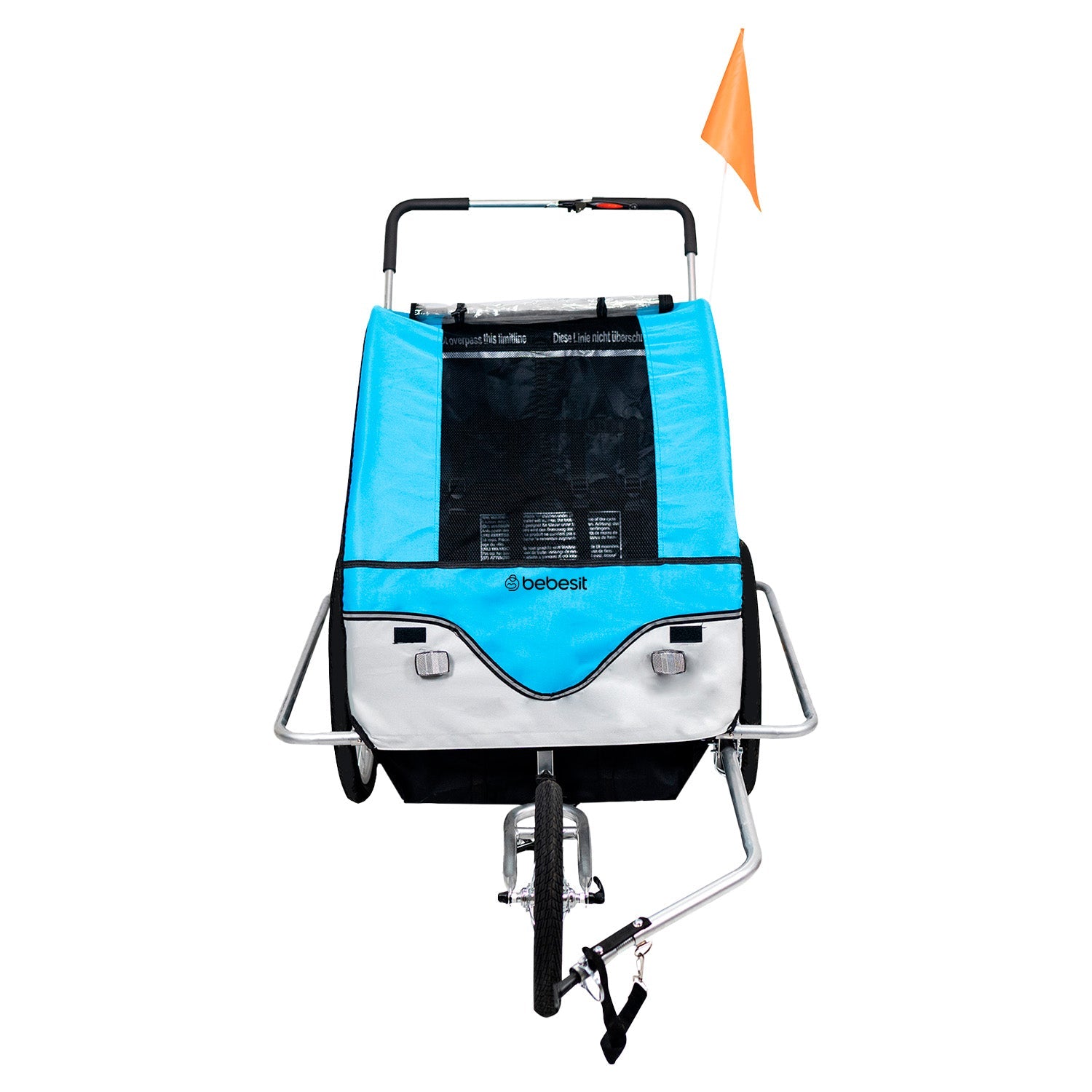 Carro Arrastre Trailer Para Bicicletas 2 Niños Beride Azul