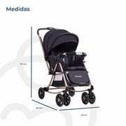 Coche Cuna Balancin Sx Negro Dorado Bebesit