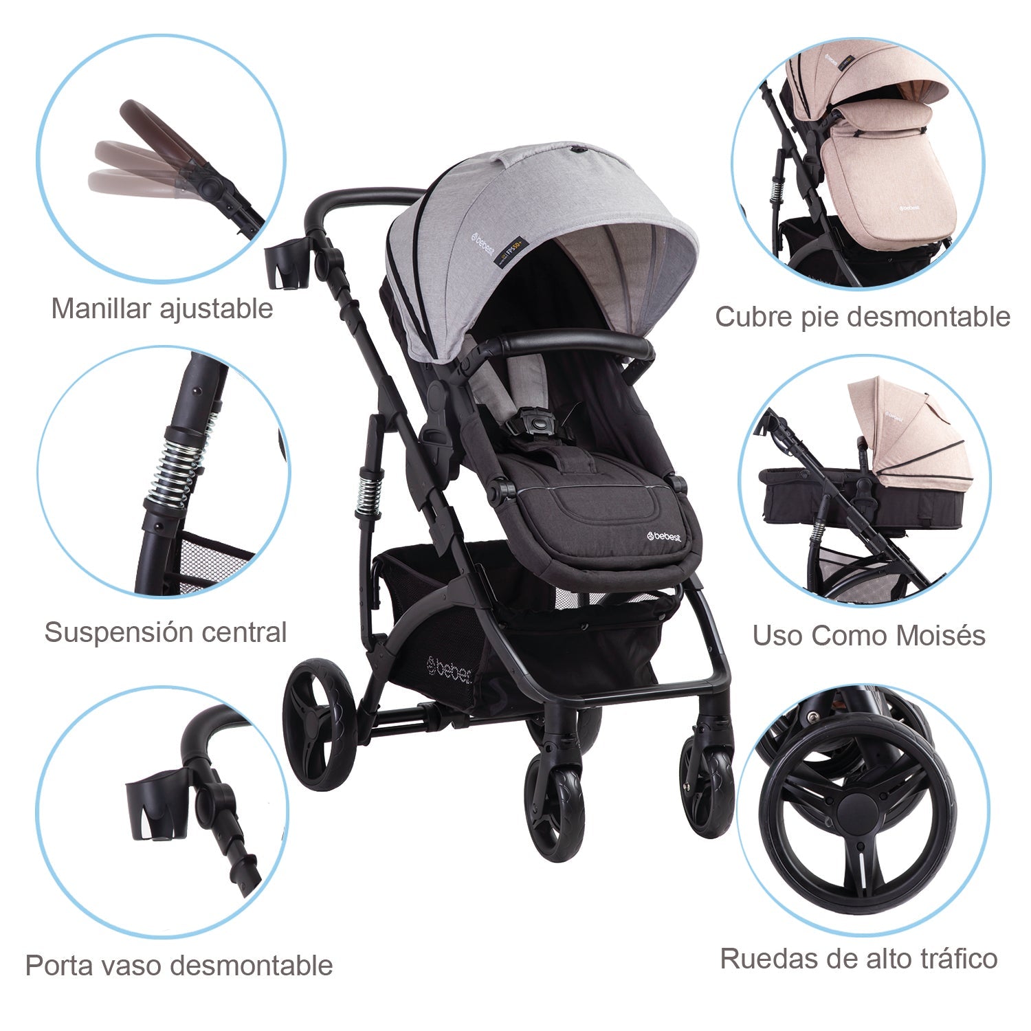 Coche Cuna Travel System Explorer Lx Gris