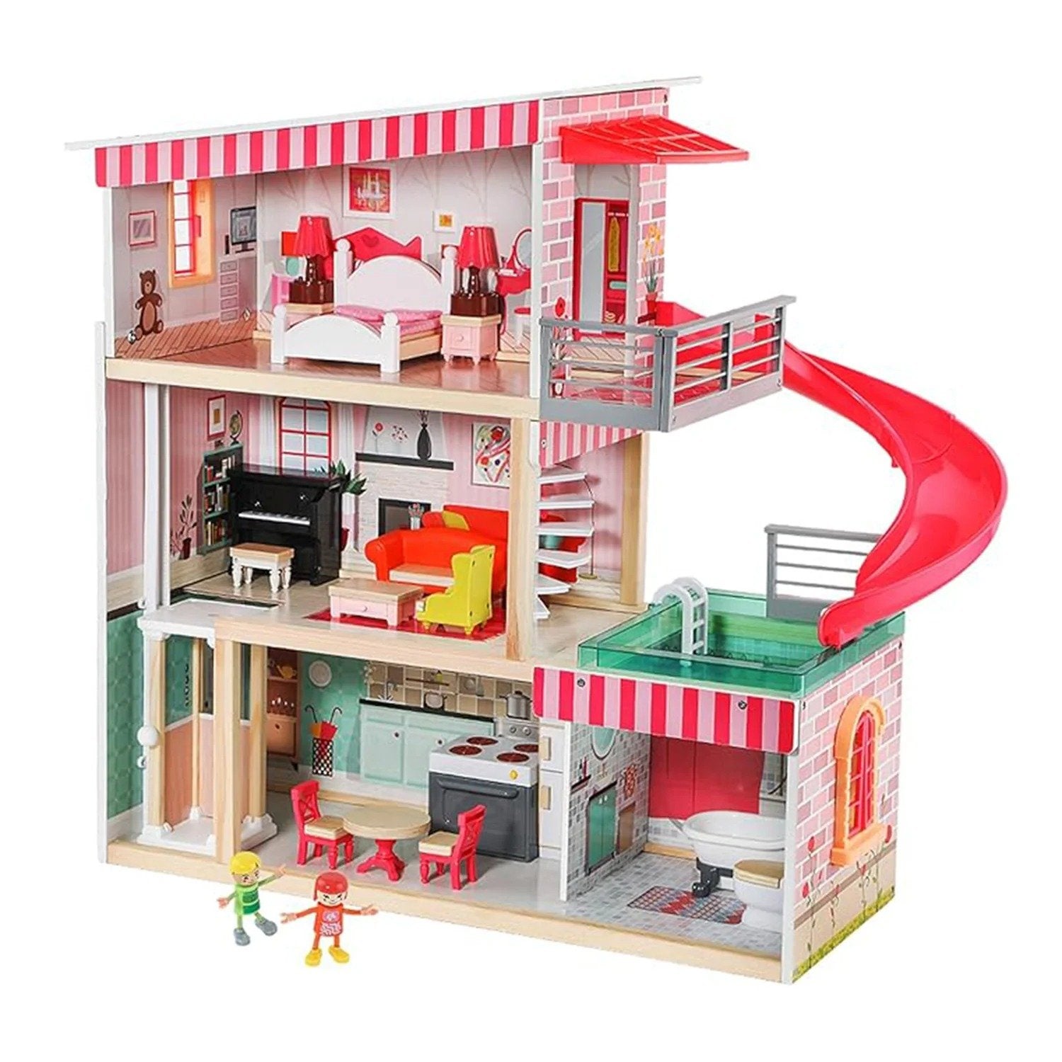 Casa De Muñecas + Muebles Madera Montessori Bella