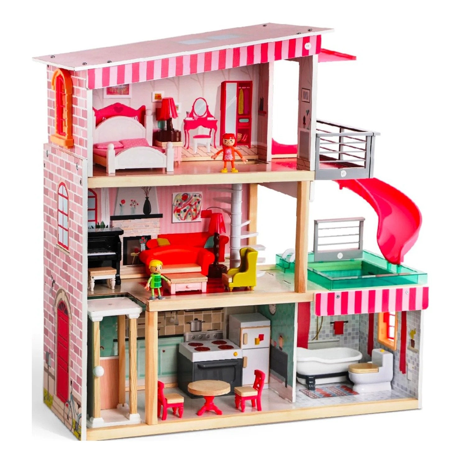 Casa De Muñecas + Muebles Madera Montessori Bella
