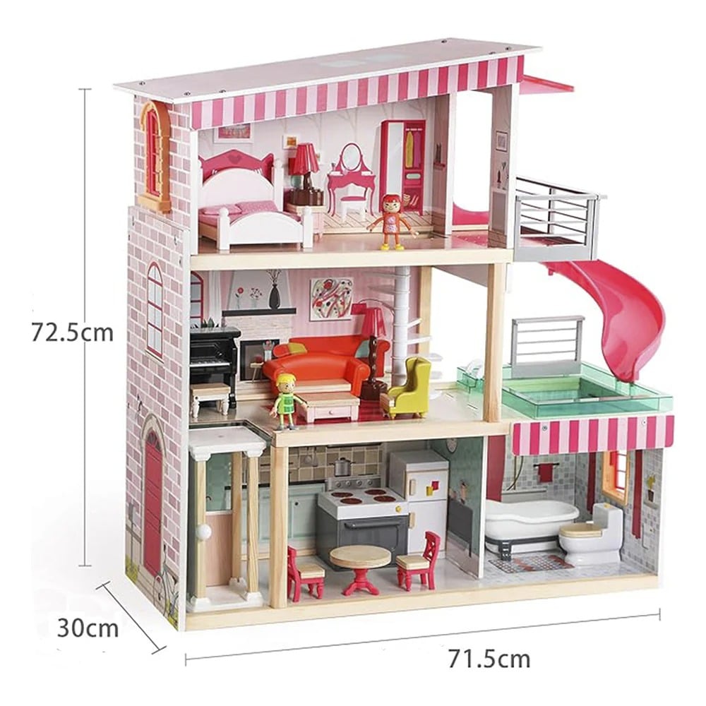 Casa De Muñecas + Muebles Madera Montessori Bella