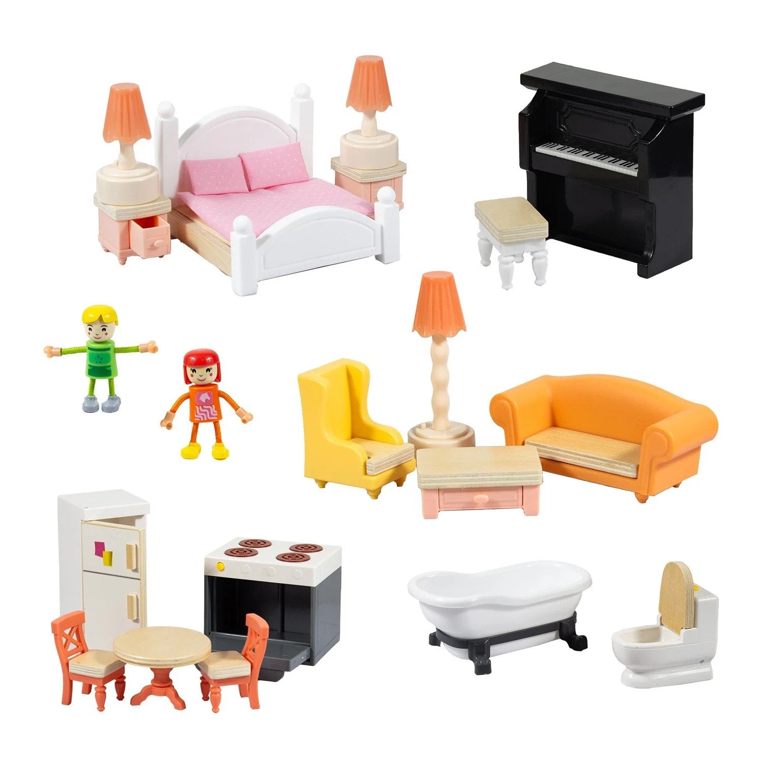 Casa De Muñecas + Muebles Madera Montessori Bella