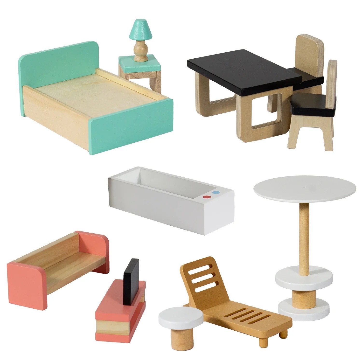 Casa De Muñecas + Muebles Madera Montessori Princesas