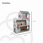 Casa De Muñecas + Muebles Madera Montessori Princesas