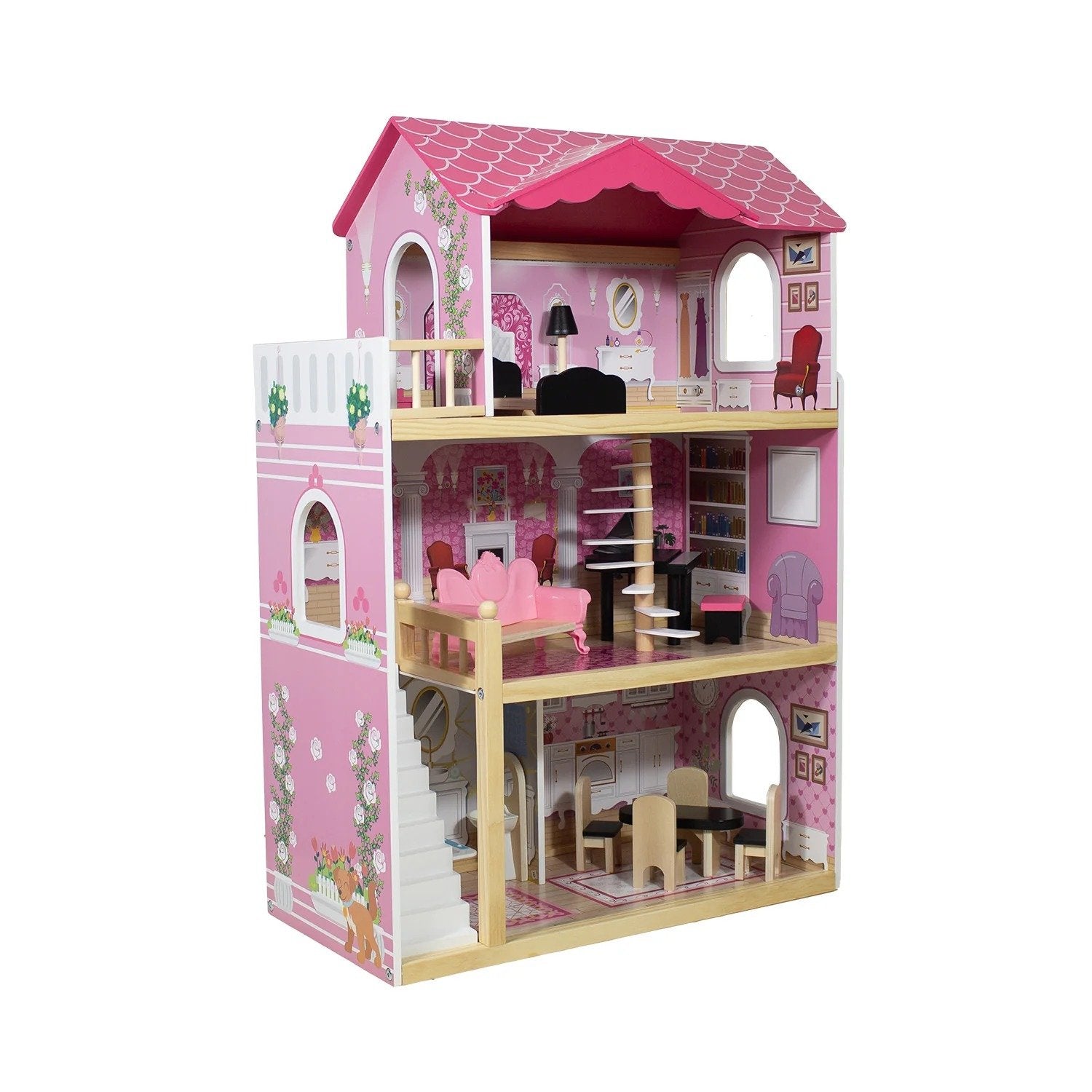 Casa De Muñecas + Muebles Madera Montessori Encantada