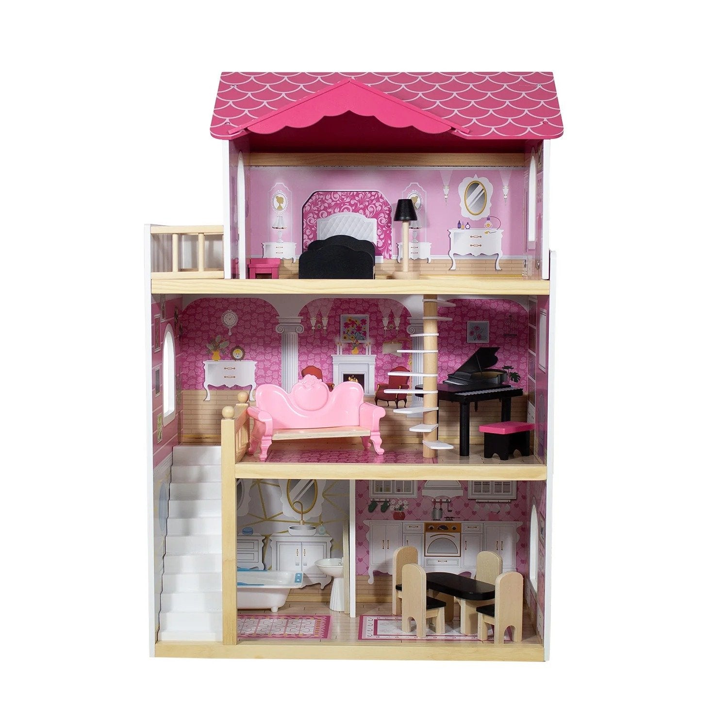 Casa De Muñecas + Muebles Madera Montessori Encantada