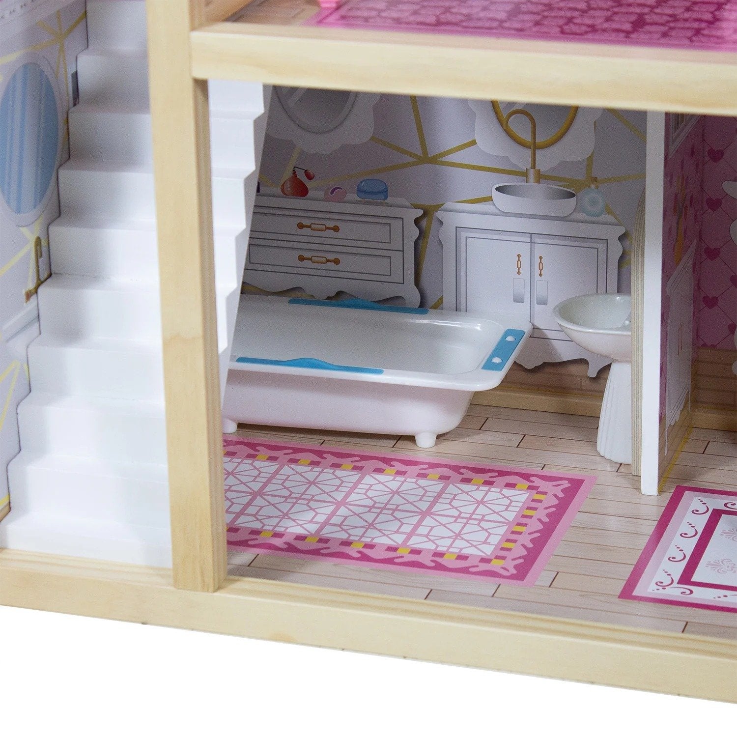Casa De Muñecas + Muebles Madera Montessori Encantada