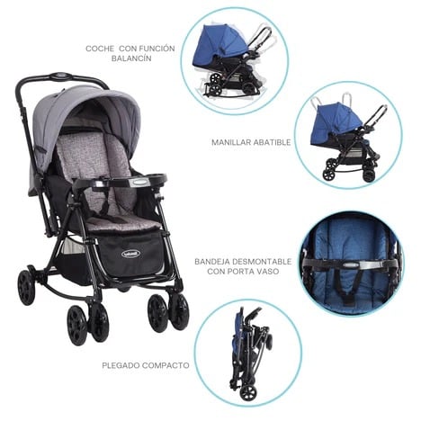 Coche Cuna Balancin Sx Gris