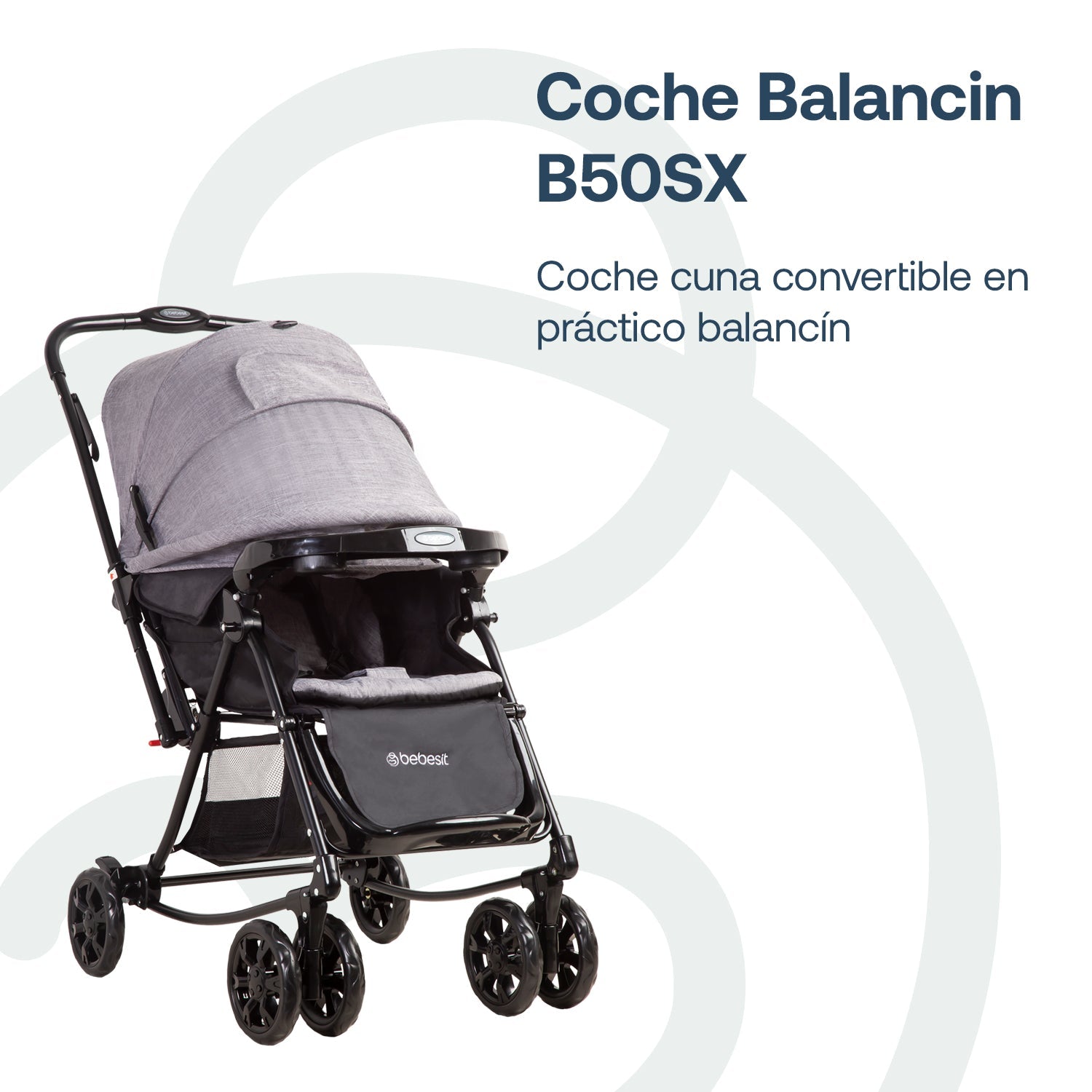 Coche Cuna Balancin Sx Gris Melange
