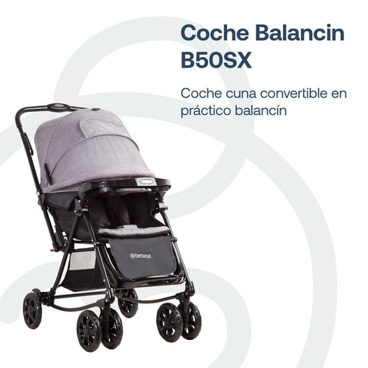 Coche Cuna Balancin Sx Gris Melange